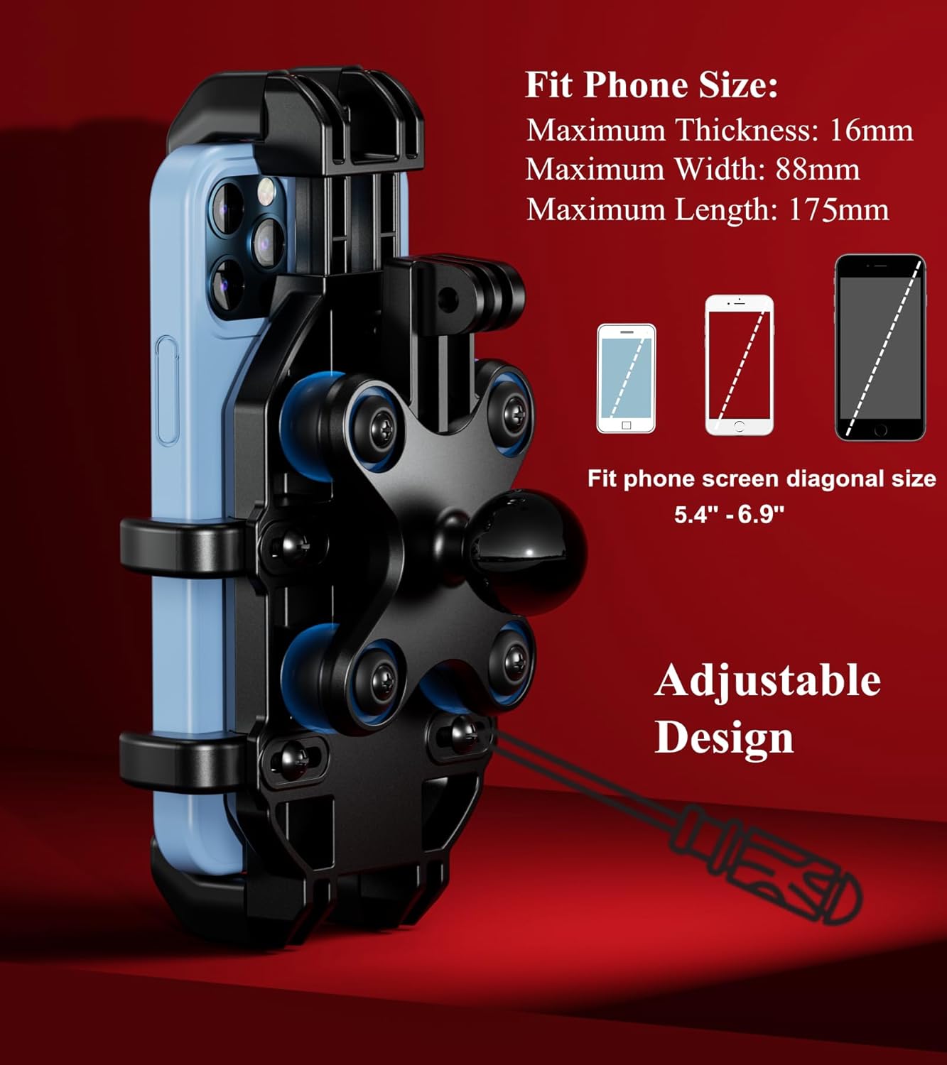 Motorcycle Fork Stem Phone Mount Holder with Vibration Dampener