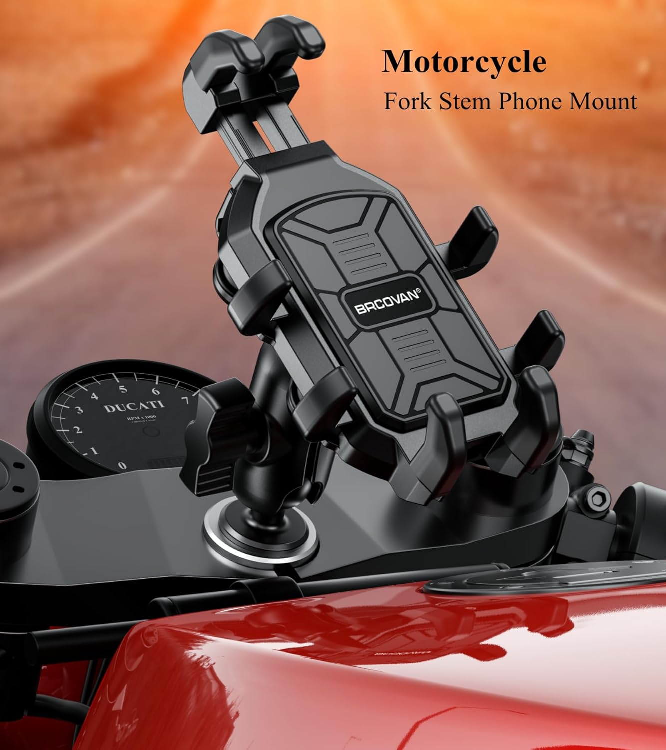 Motorcycle Fork Stem Phone Mount Holder with Vibration Dampener